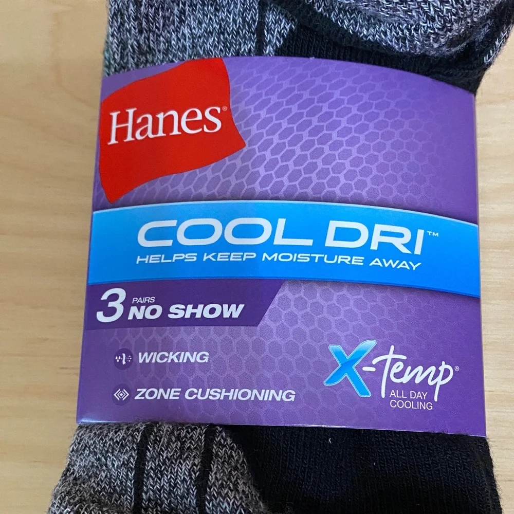 Hanes Cool Dri Black and Gray Women's No Show Socks and crew bundle pack